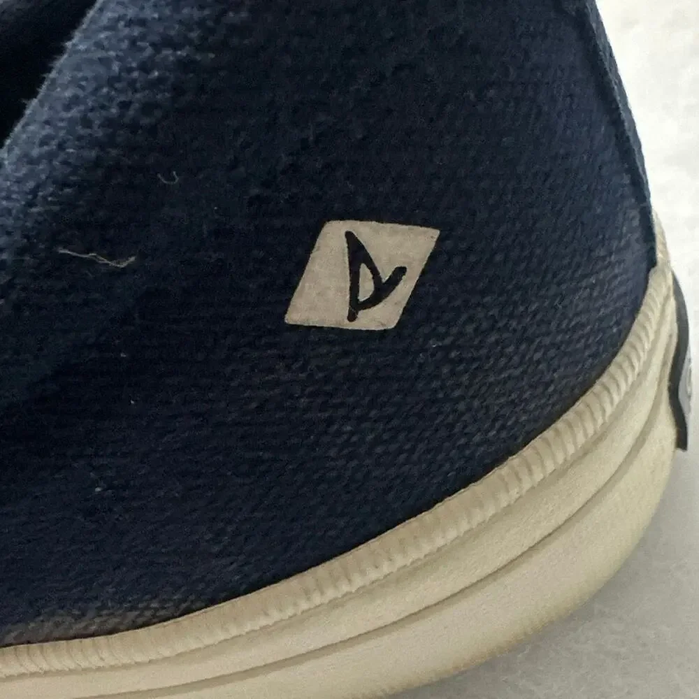 Sperry Topsider Women's 7 Pier Wave Canvas Boat Shoe ST585104 Memory Foam Navy